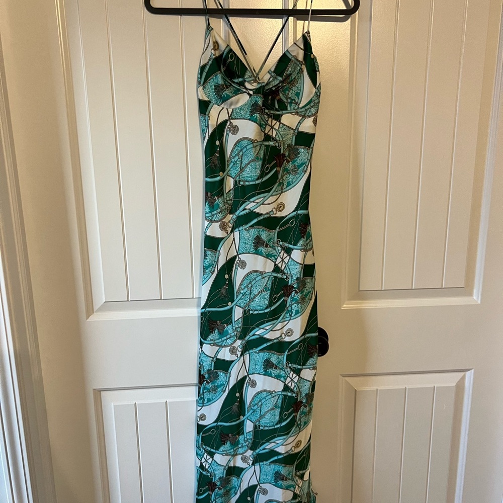 Vici Emerald and Ivory Nautical Patterned Dress